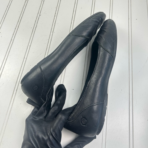 Born Pleated Black Leather Ballet Flats Women’s Size 7 - Picture 5 of 11